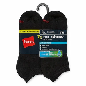 Hanes® Calze Uomo 7 Paia Nere NO SHOW "FreshIQ® & Ultimate® & ComfortBlend®" - Foto 1 di 8