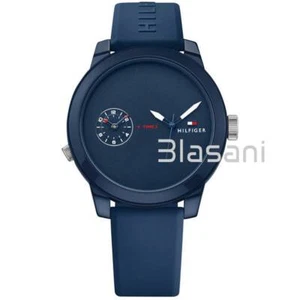 Tommy Hilfiger 1791325 Men's Blue Silicone Band Watch 44mm - Picture 1 of 4