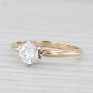 0.55ct VS1 Round Diamond Solitaire Engagement Ring 14k Yellow Gold Size 5.25 - Picture 1 of 10