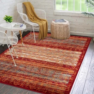 Rustic Striped Farmhouse Living Room Bedroom Indoor Large Area Rug or Runner - Picture 1 of 7