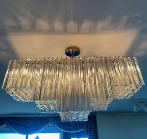 Vintage Murano Venini Triedri Crystal Chandelier | Camer Skyscraper Design 36" - Picture 1 of 7