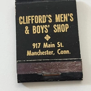 Clifford's Men's & Boys Shop Manchester CT Vintage Matchbook Cover TB6-MB1-5 - Picture 1 of 2