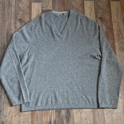 Suéter Michael Kors 100 % cachemir cuello en V gris jaspeado RN 111818 para hombre XL Foto 1 de 4
