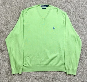 Polo Ralph Lauren V-Neck Sweater Men’s Size 2XL XXL Pima Cotton Light Green - Picture 1 of 4