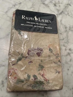 VTG Ralph Lauren "Francesca" Floral King Pillowcases Set 2 - NOS NWT RARE - Imagem 1 de 3