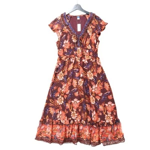 Old Navy Brand New Dress Women's Medium Ruffle Floral Paisley Midi Dress - Picture 1 of 14