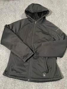 Spyder Jacke Damen Medium schwarz Kapuze Softshell Fleece gefüttert Full Zip Ski - Bild 1 von 10