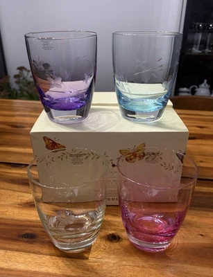 RARE Lenox Butterfly Meadow Whiskey DOF Glasses 12oz – Set of 4 | New w/ Box - Image 1 of 4