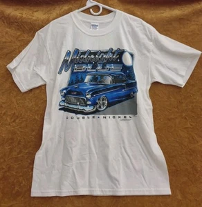 Vintage 00's Y2K Car White T-Shirt Double Nickel Midnight Blue Racing Size Large - Picture 1 of 3