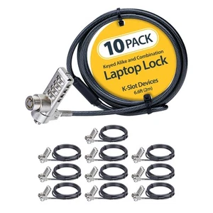 StarTech.com 10-Pack Dual-Access Laptop Lock, 6.5ft (2m) Keyed Alike and Combina - Photo 1/8