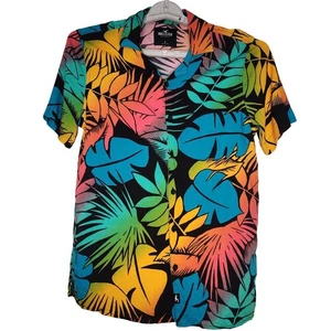 Hollister Hawaii Button Down Hemd Herren Small Tropical Bunt Lebendig - Bild 1 von 5