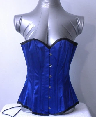 PURPLISH COBALT BLUE 17" CORSET LACEUP STRAPLESS BONED POLY /COTTON SZ 22 EXLNT - Image 1 of 4