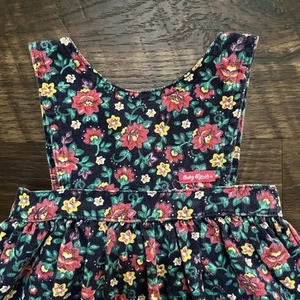 Vestido De Colección Oshkosh B’gosh Floral Azul Rosa Delantal Espalda Cruzada 18 Meses - Imagen 1 de 6