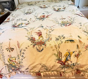 Maßgefertigter Vintage Leinen Bettbezug Brunschwig Jardin Chinois "River Song" ZZ575 - Bild 1 von 9