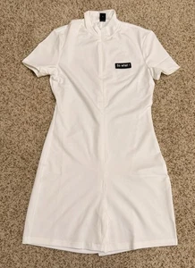 Mono ajustado mameluco cuello falso manga corta liso blanco talla XS - Imagen 1 de 10