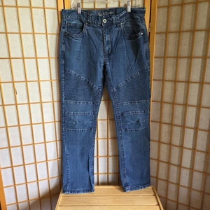 Axe & Crown Herren Moto Jeans 34/32 Heavy Stitching Slim Fit Biker Vibe Rugged Y2k - Bild 1 von 20
