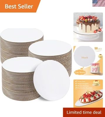 Cake Boards 50 PCS 10 Inch Round Disposable Food Grade Cardboard Cake Circles - Image 1 of 4