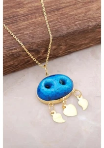 Collar Amuleto Nazar con Montura de Plata Decorada en Oro, Plata 925 - Imagen 1 de 1