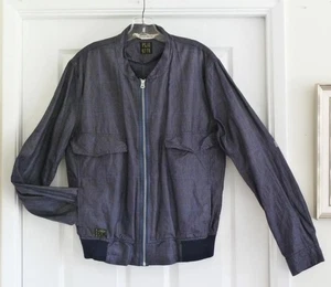 Paul Smith Waxed Linen Black & Purple Plaid 6-Pocket Zip Bomber Biker Jacket M/L - Picture 1 of 15