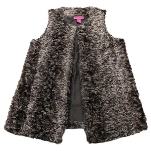Betsey Johnson Faux Fur Vest M Women's Sleeveless Brown Soft Pockets - Picture 1 of 5