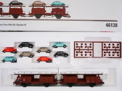 Märklin 46138 Autotransportwagen-Paar Offs 8x VW Käfer wie NEU! OVP SG BL 1706 - Bild 1 von 4