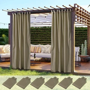 54"x96" Outdoor Curtain Panel Tab Top Drape UV30+ Pergola Porch Garden 8 Pack - Picture 1 of 9