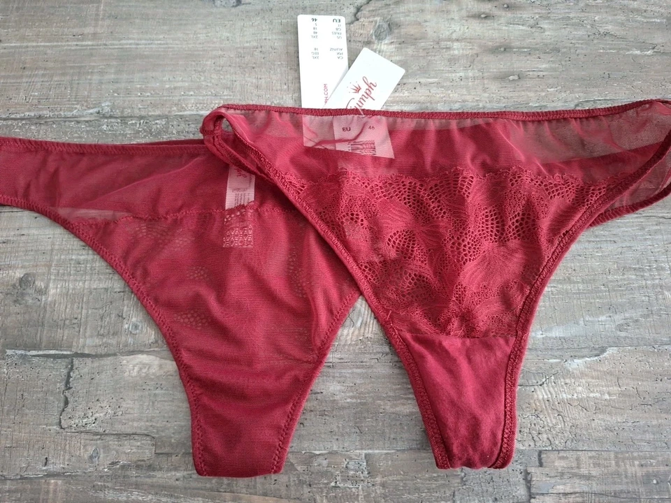 Triumph" Lace Spotlight String" mit(2) Stickerei,rostrot durchsichtig Gr.46 Neu - Bild 1 von 1