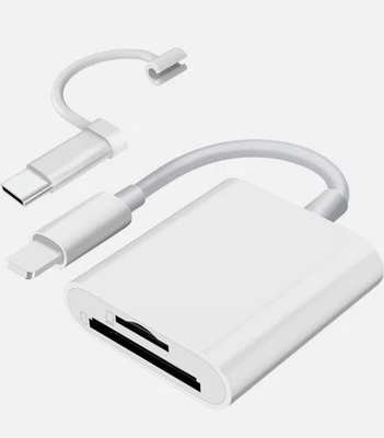 2in1 Micro SD/TF Dual Slot Memory Card Reader for iPhone iPad Camera Adapter - Image 1 of 3