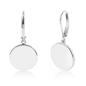 Sterling Silver Disc Dangle Earrings for Women Flat Hypoallergenic Drop Earri... - Picture 1 of 6
