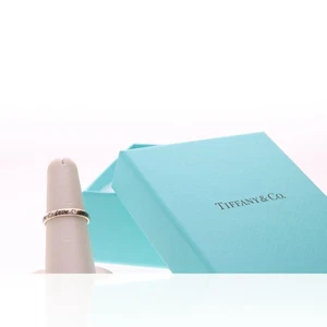 Tiffany & Co Sterling Silver 925 & Diamond Love Engraved Band Ring - Picture 1 of 7