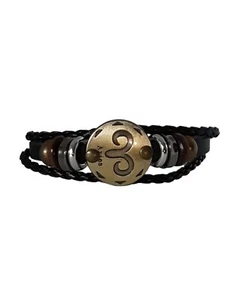 Bracciale uomo cuoio/pelle segno zodiacale Ariete 20cm regali per uomo - Foto 1 di 6