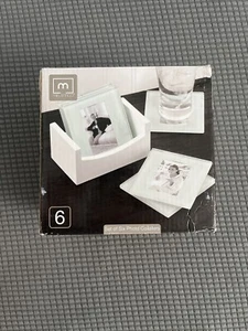 6 Photo Coasters Glass with Holder - Picture 1 of 4