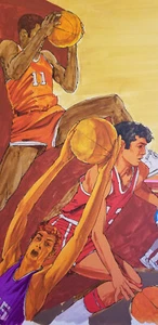 R MARK Original ART PAINTING ILLUSTRATION FOR 1960'S BASKETBALL FOR GAME PROGRAM - Picture 1 of 10