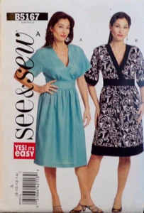 See & Sew Sewing Pattern B5167 Misses Dress Wrapped Bodice Sizes 8-14 FF UNCUT - Picture 1 of 6