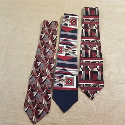 Corbatas geométricas de 3 piezas para hombre Gianfranco Ruffini 100 % seda hechas en EE. UU. Foto 1 de 4