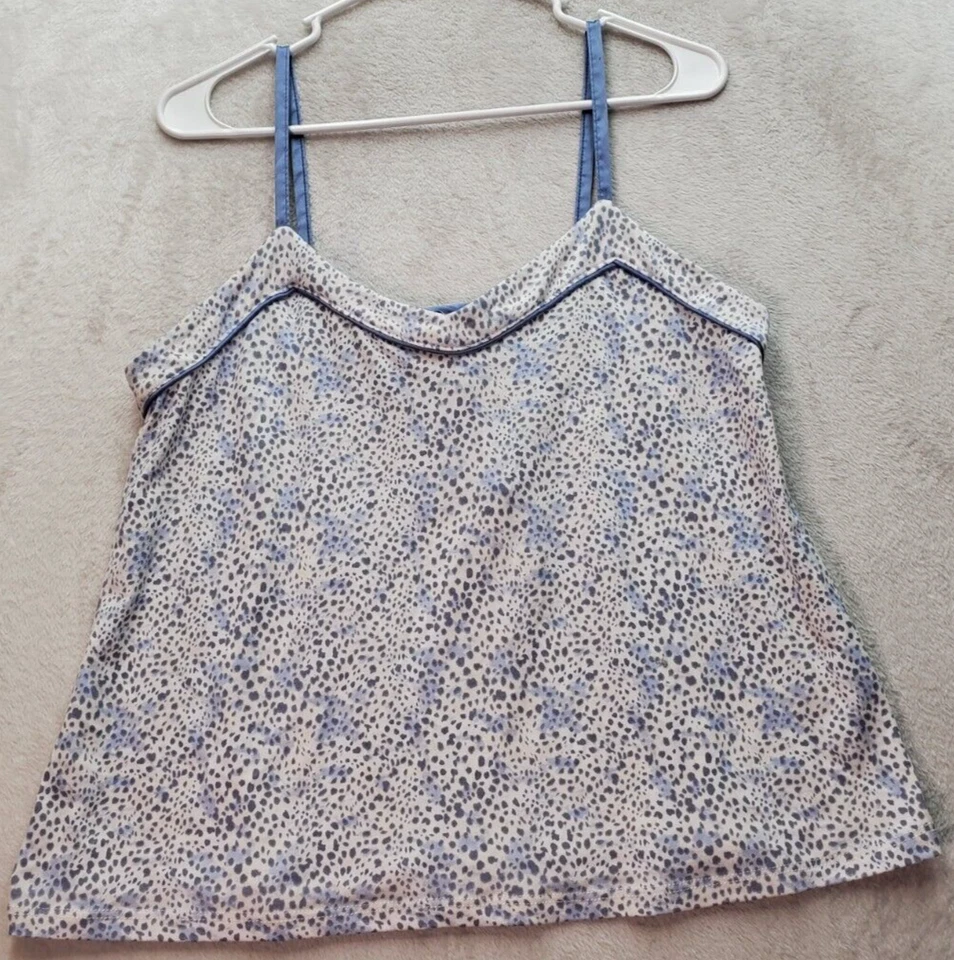 Camiseta sin mangas Jessica Simpson para mujer grande azul estampado de leopardo correa de espagueti lazo trasero Foto 1 de 4