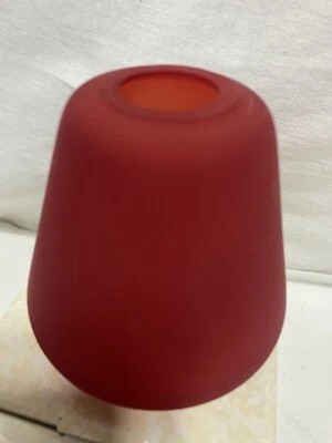 磨砂红色罐蜡烛灯罩小号 3 英寸全新玻璃 — 第 1/4 张图片