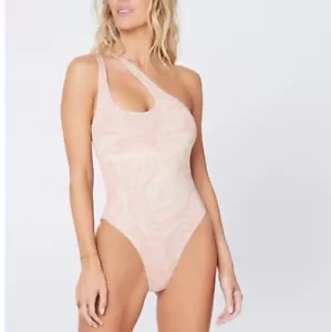 Traje de baño L*SPACE Phoebe 1 pieza talla 6 nuevo con etiquetas $169 rosa tostado mármol brillo - Imagen 1 de 12