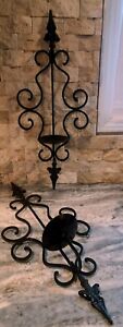 Large Vintage Iron Wall Candle Sconce 24 3/4"
