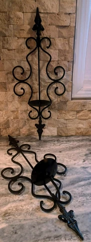 Large Vintage Iron Wall Candle Sconce 24 3/4" Cover