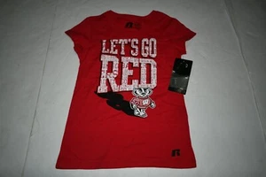 Youth Girls Wisconsin Badgers Girls YS (6-6X) NWT T-Shirt Tee (Red) Russell Athl - Picture 1 of 2