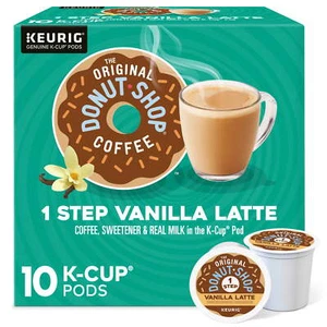 The Original Donut Shop, Vanilla Latte Flavored K-Cup Coffee Pods, 10 Count - Picture 1 of 21