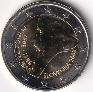 2 Euro Gedenkmünze Slowenien - 2008 - "500. Geburtstag v. Primoz Trubar" - Bild 1 von 2
