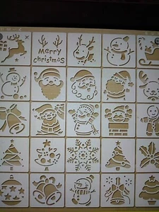 25 pcs CHRISTMAS Reusable Stencils Airbrush Craft Painting Etc New 9.3x9.3cm - Picture 1 of 3