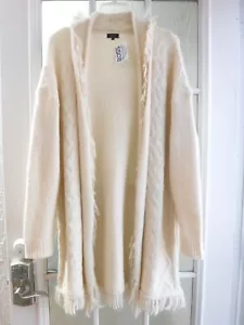Debut Ivory Acrylic Blend Open Style Long Sleeve Sweater Coat Women M ~NWT~ - Picture 1 of 6