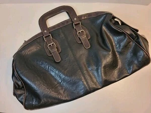 Bueno Bag Handsome Travel Tote 2 Handles Black, Brown Trim 2-way Zipper *Note - Picture 1 of 12