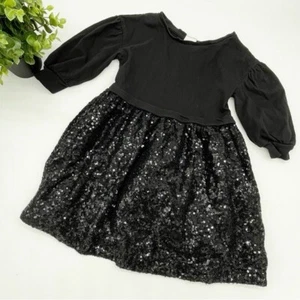 Gap Kids Black Sequin Mixed Media Dress Size XS - Picture 1 of 5