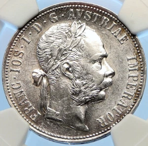 1888 AUSTRIA King FRANZ JOSEPH I Vintage Antique Silver Florin Coin NGC i98421 - Picture 1 of 5