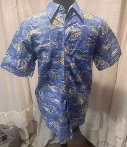 Mens Coastal Hawaiian Print Button Up Shirt Sz Small - Picture 1 of 1