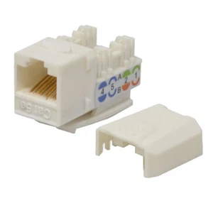 Lote de 25 Keystone Jack Cat5e White Network Ethernet 110 Punchdown 8P8C - Imagen 1 de 3